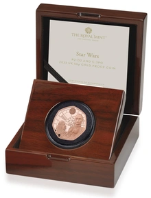 2023 Star Wars - R2-D2 and C-3PO Fifty Pence 50p Proof Gold Coin Boxed