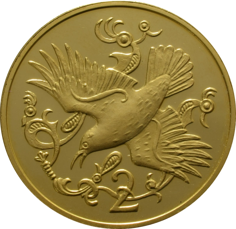1981 Isle of Man Gold Two Pence Piece Red Billed Chough