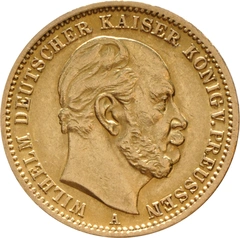 German 20 Mark Gold Coin Wilhelm I 1871-1888
