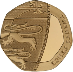 2015 Proof Gold 20p Coin Royal Shield Fourth Portrait