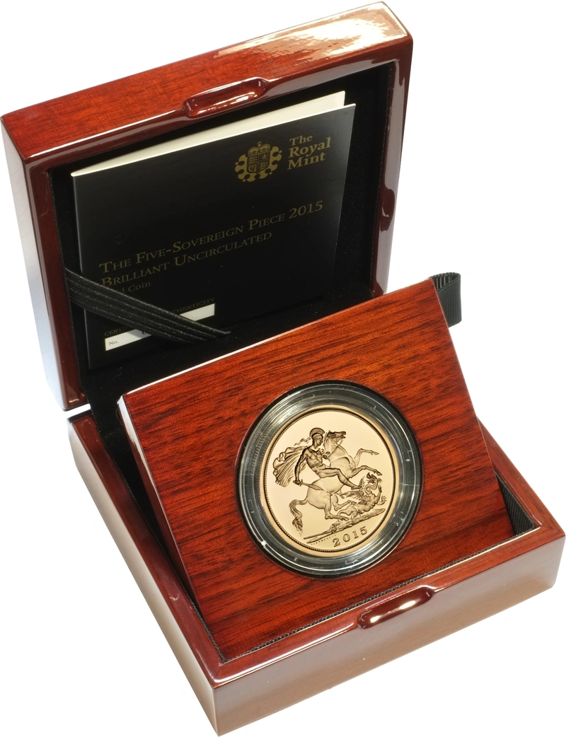 2015 Brilliant Uncirculated Gold Five Pound Coin (Quintuple Sovereign)