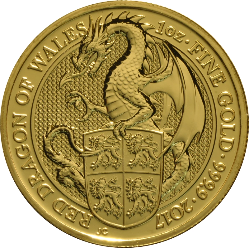 1oz Gold Coin, Red Dragon - Queen's Beast