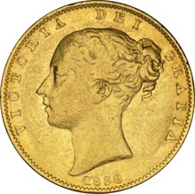 1838 Gold Sovereign - Victoria Young Head Shield Back- London