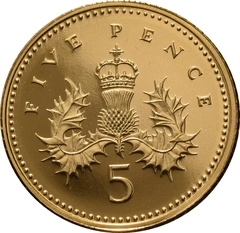 2008 Proof Gold 5p Coin Crowned Thistle