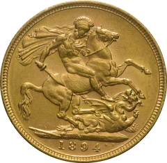 1894 Gold Sovereign Coin Queen Victoria Old Head Melbourne