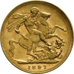 1897 Gold Sovereign Coin Queen Victoria Old Head Melbourne