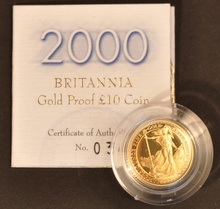 2000 Proof Britannia Tenth Ounce Gold Coin boxed with COA