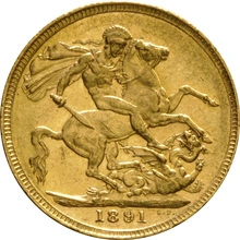 1891 Gold Sovereign Coin Queen Victoria Jubilee Head Sydney
