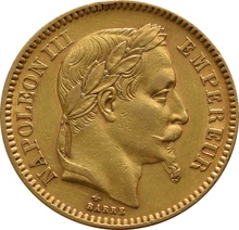 Boxed 20 French Francs - Napoleon III Laureate Head