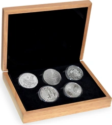 Large Oak Gift Box - 5 x 1oz Silver Coins