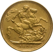1909 Gold Sovereign Coin Edward VII Sydney