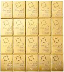 20 x 1g Gold Bar Valcambi CombiBar