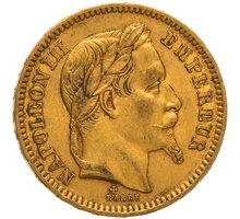 1861 20 French Francs - Napoleon III Laureate Head - BB
