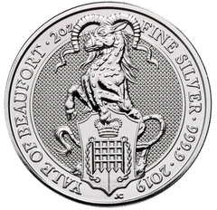 2019 2oz Yale Of Beaufort Silver Coin Queen's Beasts