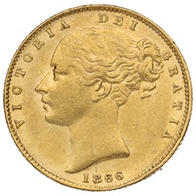 1866 Gold Sovereign - Victoria Young Head Shield Back- London