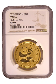2000 1oz One Ounce Panda Gold Coin Frosted Ring NGC MS67