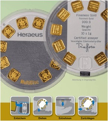 Heraeus MultiDisc 10 x 1 Gram Gold Bar