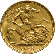 1915 Gold Half Sovereign - King George V - S
