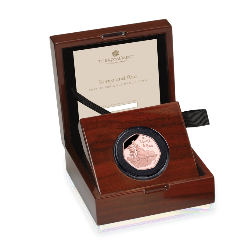 2022 Kanga and Roo Fifty Pence 50p Proof Gold Coin Boxed