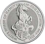 2021 1oz White Horse of Hanover Platinum Coin Queen's Beasts