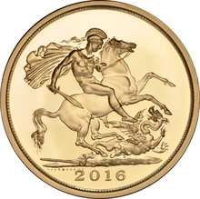 2016 Brilliant Uncirculated Gold Five Pound Coin (Quintuple Sovereign)