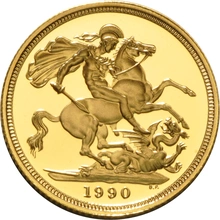 1990 Proof Gold Sovereign Coin Elizabeth II Third Head