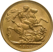 1909 Gold Sovereign Coin Edward VII Melbourne