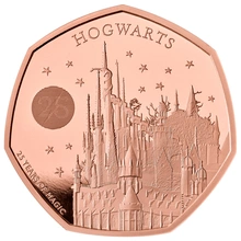 2023 Proof 50p 25th Anniversary of Harry Potter Gold Coin Hogwarts School Boxed