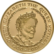 2002 - Gold Five Pound Proof Coin, Queen Mother Memorial