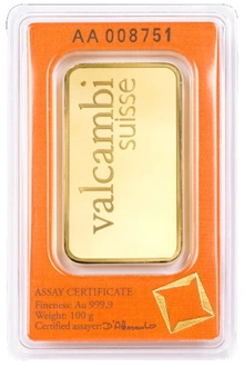 Valcambi 100 Gram Gold Bar