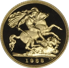 1988 Gold Half Sovereign Elizabeth II Third Head - Proof no box