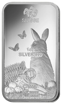 1oz Silver Bar 2023 Year of the Rabbit PAMP