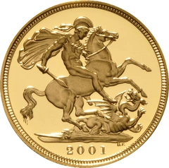 2001 Proof Gold Sovereign Coin Elizabeth II Fourth Head