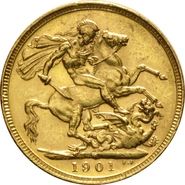 1901 Gold Sovereign Coin Queen Victoria Old Head Melbourne