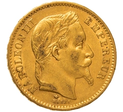 1868 20 French Francs Gold Coin Napoleon III A