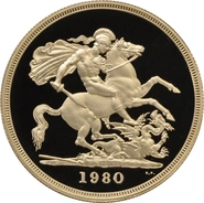 1980 Proof £5 Gold Coin (Quintuple Sovereign) - no Box or cert