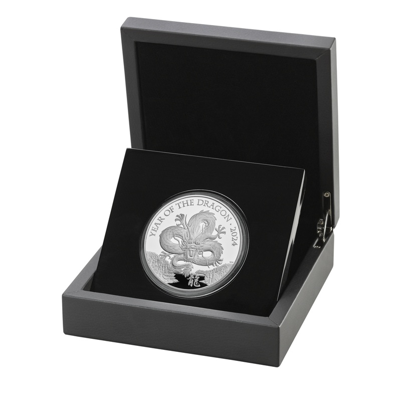 2024 Royal Mint 5oz Year of the Dragon Proof Silver Coin Boxed