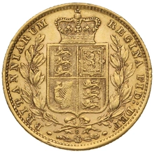 1882 Gold Sovereign - Victoria Young Head Shield Back- S