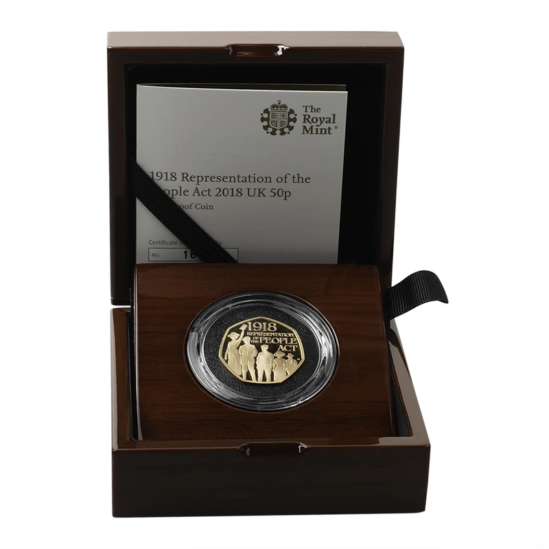 2018 Gold Proof Fifty Pence Representation of the People Act Boxed