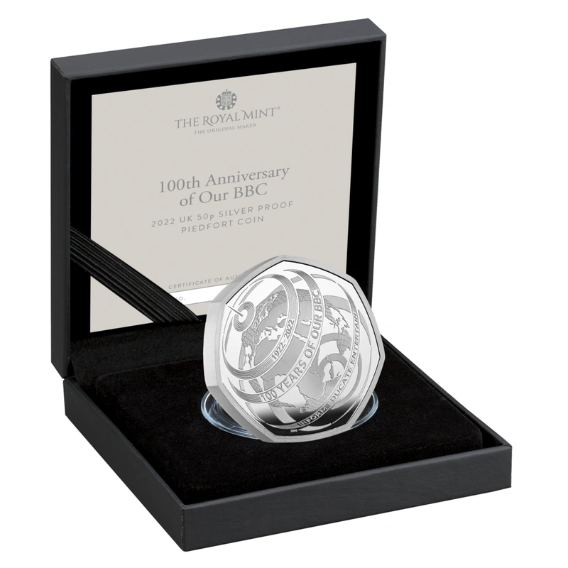 2022 100th Anniversary of Our BBC Piedfort Fifty Pence Proof Silver Coin Boxed