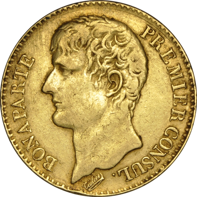 40 French Francs Napoleon First Consul Bare Head 1802-1804 AN 11-12