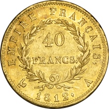 40 French Francs Napoleon I Emperor Laureate Head 1807-1813