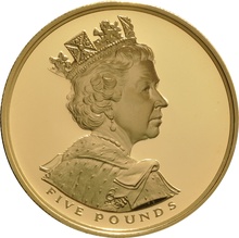 2002 - Gold Five Pound Proof Coin, Golden Jubilee