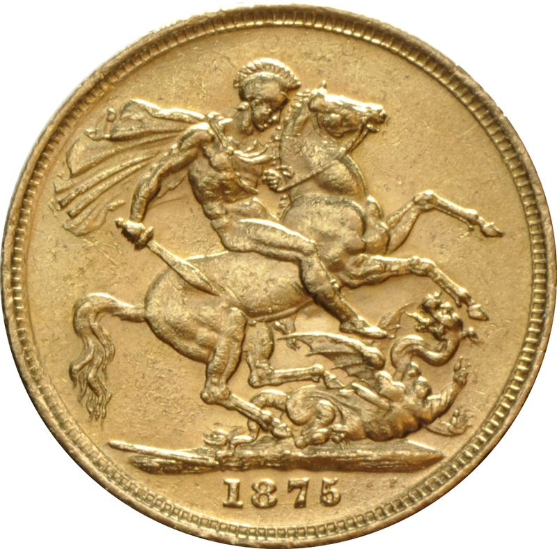 1875 Gold Sovereign Coin Queen Victoria Young Head Sydney