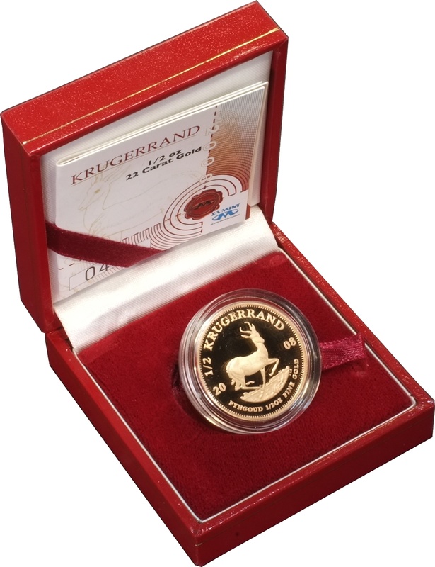 2008 1/2oz Gold Proof Krugerrand - Boxed with COA