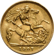 1907 Gold Half Sovereign - King Edward VII - London
