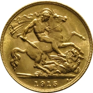 1915 Gold Half Sovereign George V Melbourne
