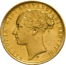 1880 Gold Sovereign - Victoria Young Head - M