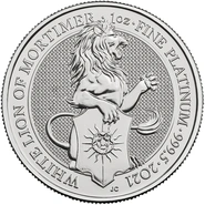 2021 1oz White Lion of Mortimer Platinum Coin Queen's Beasts