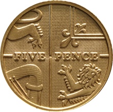 2015 Gold Proof 5p Five Pence Piece - Royal Shield - 5th Portrait